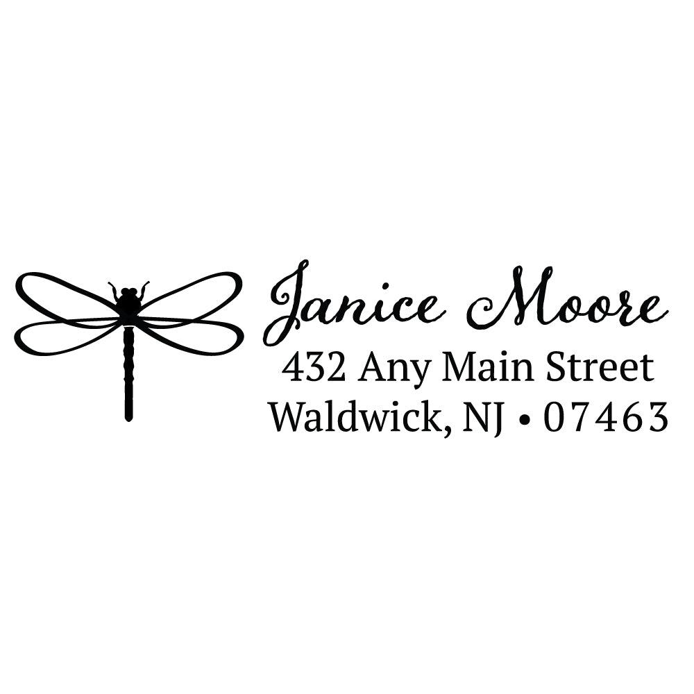 Dragonfly Address Personalized Custom Return Address Rubber or Self Inking Stamp - Britt Lauren Stamps