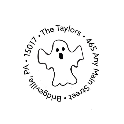 Ghost Halloween Stamp | Retun Address Personalized Custom | Rubber or Self Inking Stamp