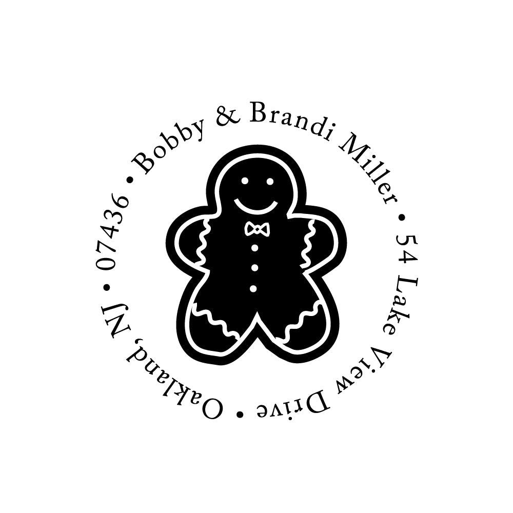 Gingerbread Man Stamp | Retun Address Personalized Custom | Rubber or Self Inking Christmas Holiday Nautical