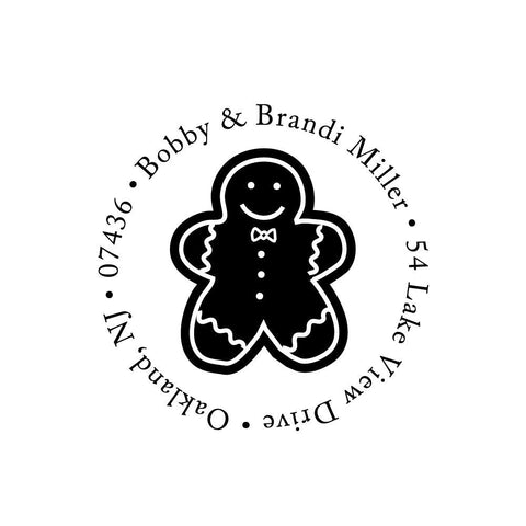 Gingerbread Man Stamp | Retun Address Personalized Custom | Rubber or Self Inking Christmas Holiday Nautical