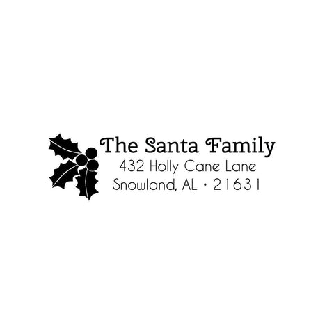 Holly Berries Stamp | Retun Address Personalized Custom | Rubber or Self Inking Christmas Holiday Gift