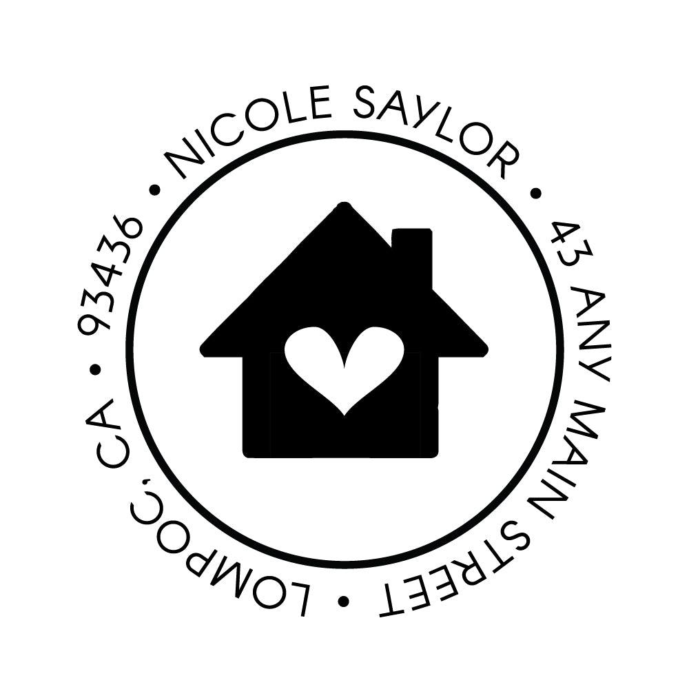 House Heart Stamp Address Personalized Custom Return Address Rubber or Self Inking Stamp - Britt Lauren Stamps