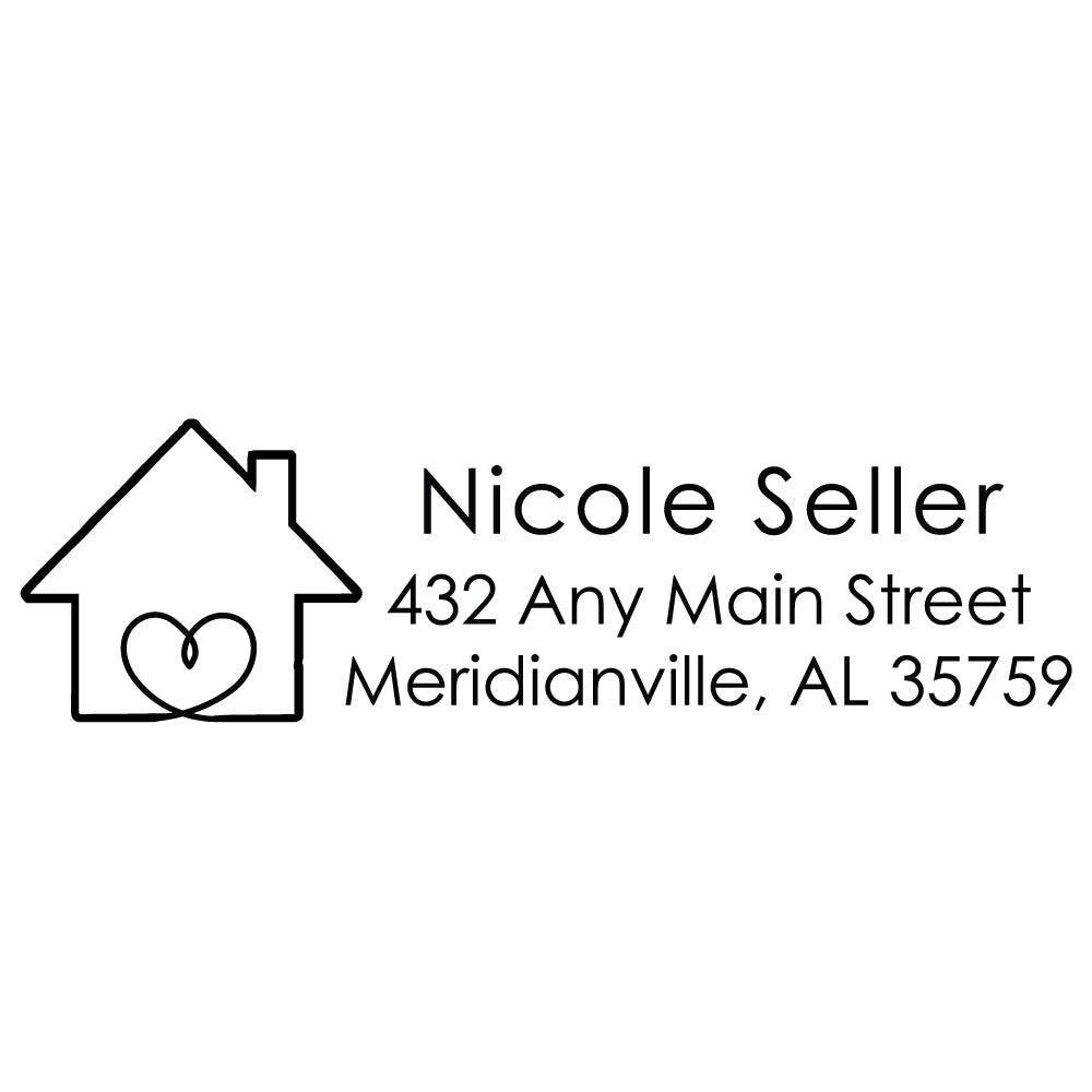 House Heart Ourline Stamp Address Personalized Custom Return Address Rubber or Self Inking Stamp - Britt Lauren Stamps