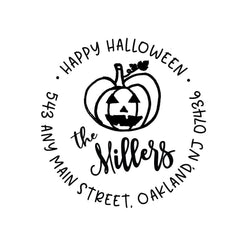 Halloween Jack-o'-lantern Stamp | Retun Address Personalized Custom | Rubber or Self Inking Stamp