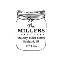 Mason Jar Rubber or Self-Inking Address Stamp, Personalized Custom Rustic - Britt Lauren Stamps