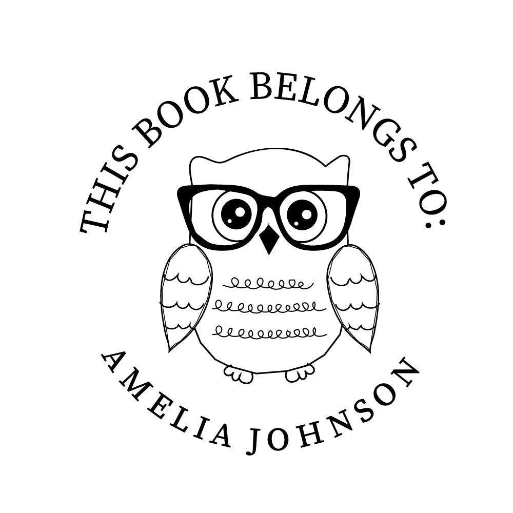 Owl Reading Rubber or Self Inking Stamp - Britt Lauren Stamps