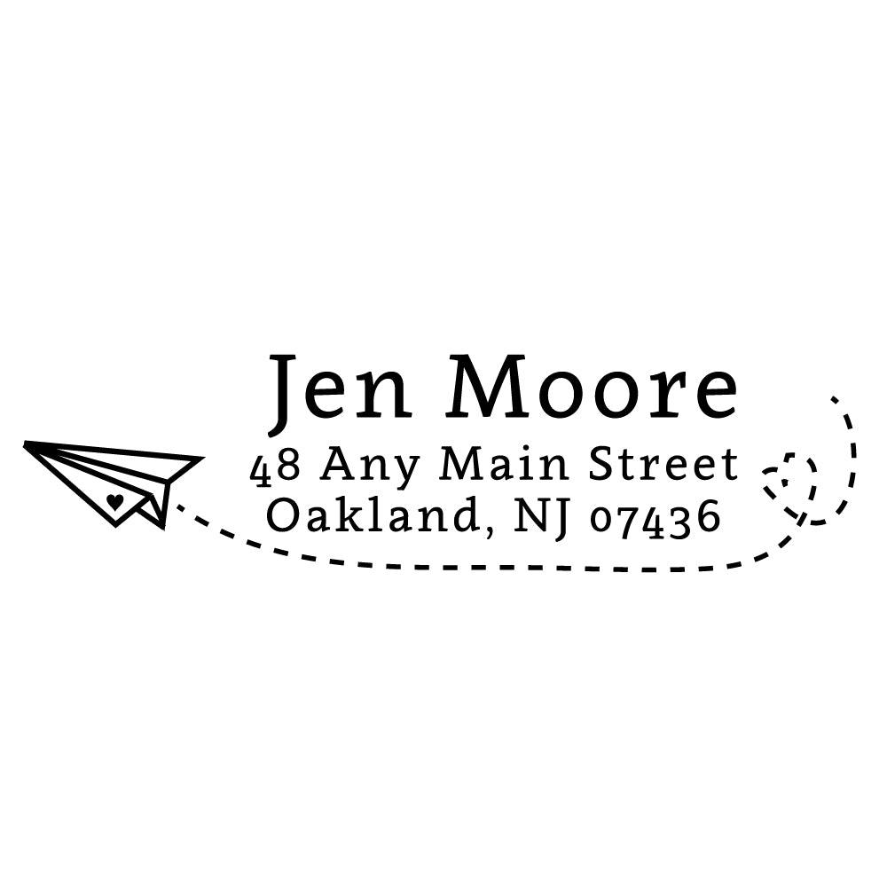 Paper Airplane Address Personalized Custom Return Address Rubber or Self Inking Stamp - Britt Lauren Stamps
