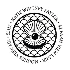 Clam Pearl Address Personalized Custom Return Address Rubber Stamp or Self Inking Stamp Beach Ocean Sea - Britt Lauren Stamps