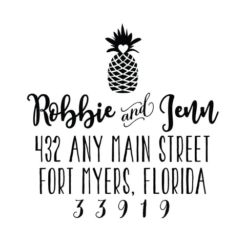 Pineapple Address Personalized Custom Return Address Rubber or Self Inking Stamp Tropical Beach