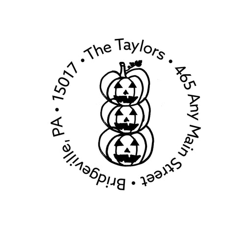 Stack of Pumpkins Stamp | Retun Address Personalized Custom | Rubber or Self Inking Stamp
