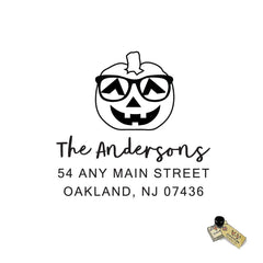 Pumpkin Glasses Halloween Stamp Personalized Custom Rubber Stamp or Self Inking Stamp