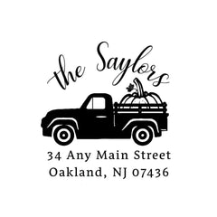 Halloween Pumpkin Farm Truck Rustic Stamp | Retun Address Personalized Custom | Rubber or Self Inking Stamp