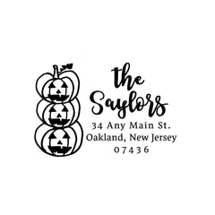 Halloween Pumpkins Stamp | Retun Address Personalized Custom | Rubber or Self Inking Stamp