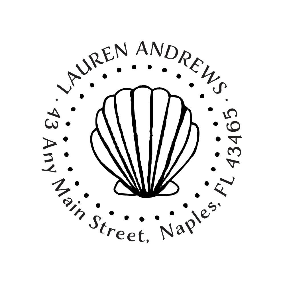 Seashell Address Personalized Custom Return Address Rubber or Self Inking Stamp Beach Sand - Britt Lauren Stamps
