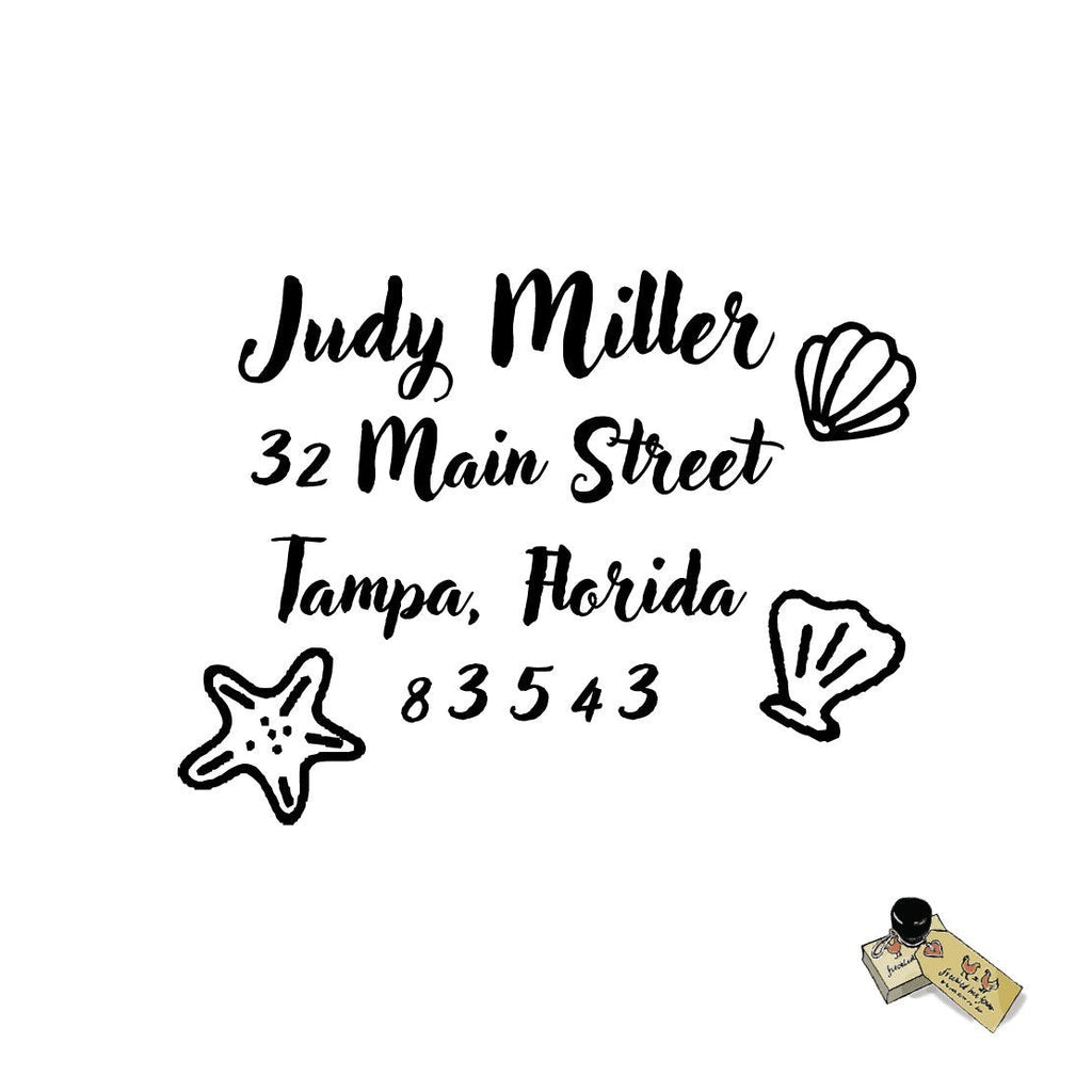 Ocean Treasures Stamp, Address Personalized Custom Return Address Rubber Stamp or Self Inking, Beach Sand