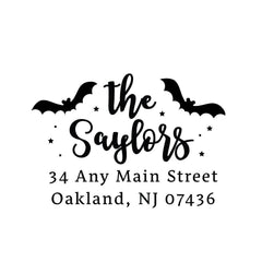 Bats and Stars Halloween Stamp | Retun Address Personalized Custom | Rubber or Self Inking Stamp