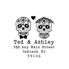 Sugar Skull Stamp | Retun Address Personalized Custom | Rubber or Self Inking Stamp