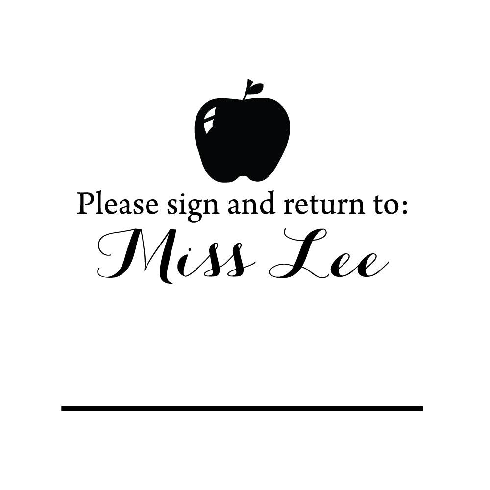 Teacher Apple Grade Sign Return Personalized Custom Rubber or Self Inking Stamp - Britt Lauren Stamps