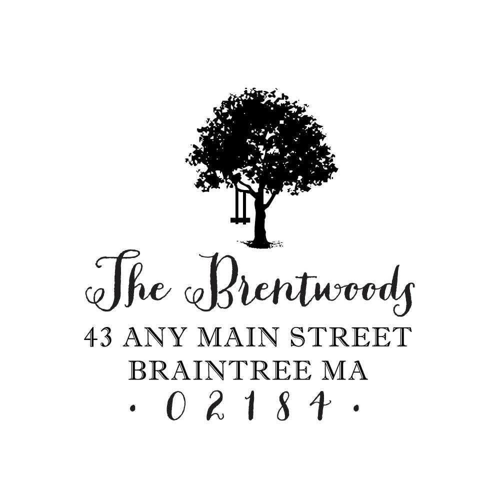 Tree Swing Address Personalized Custom Return Address Rubber or Self Inking Stamp - Britt Lauren Stamps