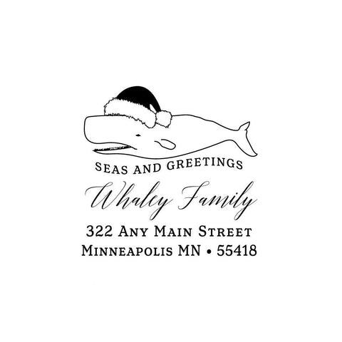 Whale Christmas Stamp | Retun Address Personalized Custom | Rubber or Self Inking Christmas Holiday Gift