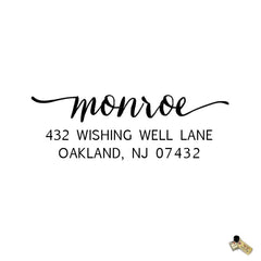 Script Calligraphy Monroe Style Personalized Custom Return Address Rubber Stamp or Self Inking RSVP Envelope Handwriting Stationery Heart Couple - Britt Lauren Stamps