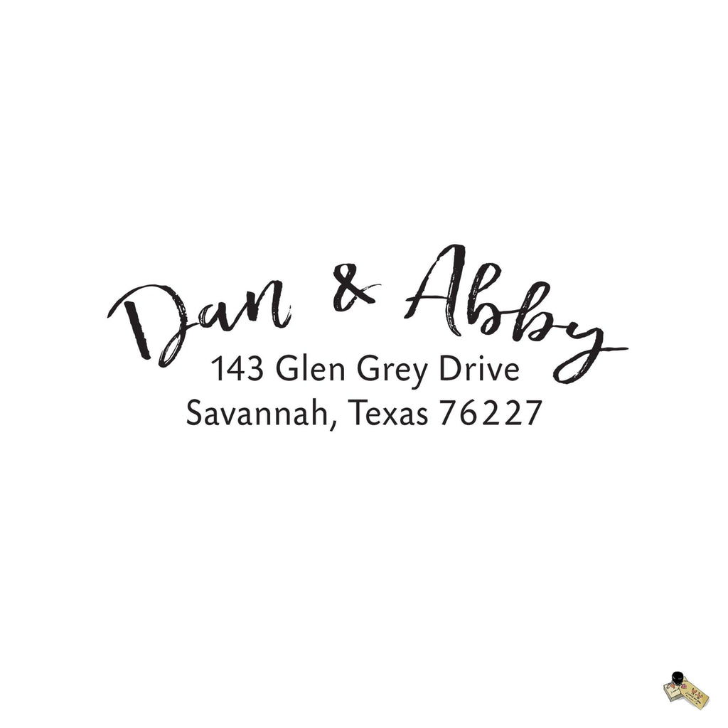 Script Calligraphy Style Personalized Custom Return Address Rubber Stamp or Self Inking RSVP Envelope Handwriting Stationery Heart Couple - Britt Lauren Stamps