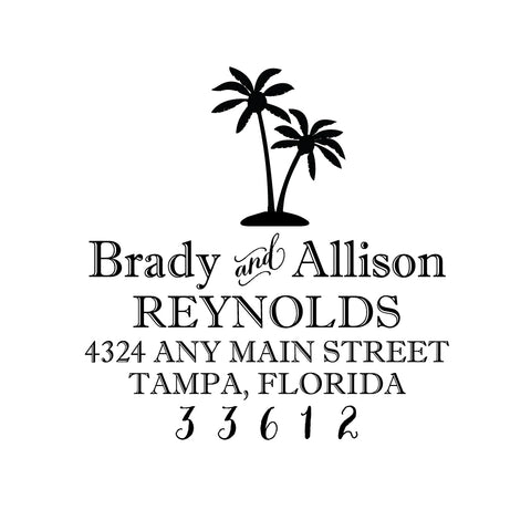 Palm Tree Personalized Custom Return Address Rubber Stamp or Self Inking Stamp Anchor Nautical Beach Monogram