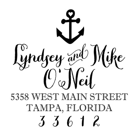 Anchor Personalized Custom Return Address Rubber Stamp or Self Inking Stamp Anchor Nautical Beach