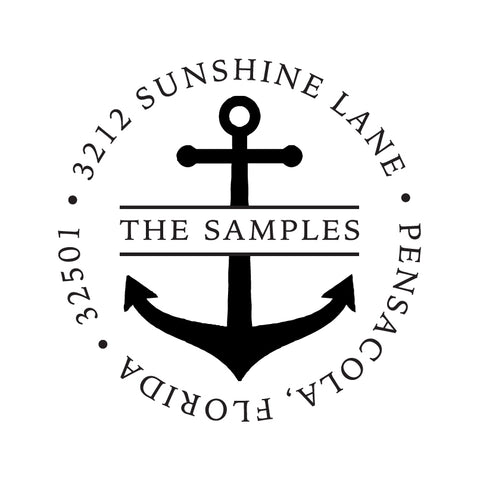 Anchor Name Nautical Address Personalized Custom Return Address Rubber Stamp or Self Inking Stamp Beach