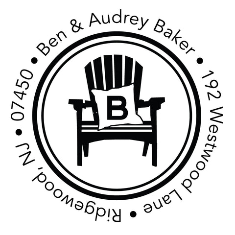 Andorak Chair Personalized Custom Return Address Rubber Stamp or Self Inking Stamp Anchor Nautical Beach Monogram