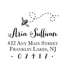 Bee Flying Garden Address Personalized Custom Return Address Rubber Stamp or Self Inking Stamp - Britt Lauren Stamps