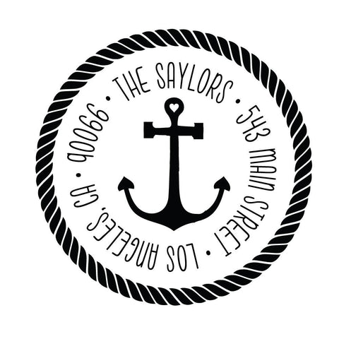 Boat Rope Nautical Address Personalized Custom Return Address Rubber Stamp or Self Inking Stamp Anchor Beach