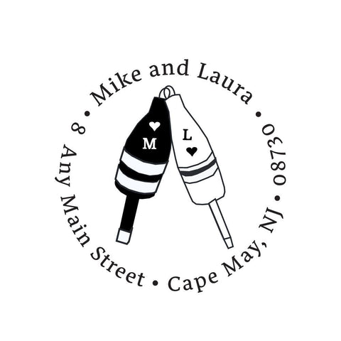 Buoy Boating Circle Initial Personalized Custom Return Address Rubber Stamp or Self Inking Stamp Nautical