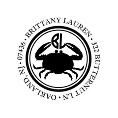Crab Personalized Custom Return Address Rubber Stamp or Self Inking Stamp Anchor Nautical Beach Monogram - Britt Lauren Stamps