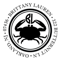 Crab Personalized Custom Return Address Rubber Stamp or Self Inking Stamp Anchor Nautical Beach Monogram - Britt Lauren Stamps