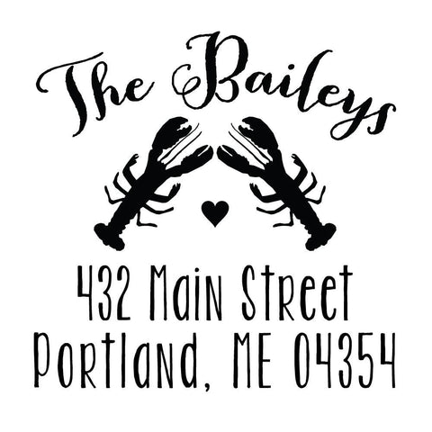 Lobster Address Personalized Custom Return Address Rubber Stamp or Self Inking Stamp Anchor Nautical Beach Monogram