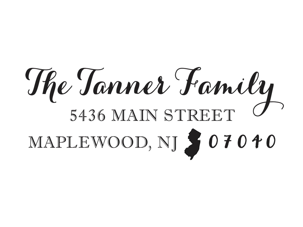 New Jersey State Address Personalized Custom Return Address Rubber Stamp or Self Inking Stamper - Britt Lauren Stamps