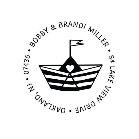 Paper Sailboat Address Personalized Custom Return Address Rubber Stamp or Self Inking Summer Vacation Travel Ocean Boating Sailing