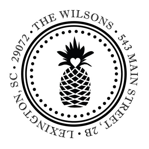 Pineapple Personalized Custom Return Address Rubber Stamp or Self Inking Stamp Anchor Nautical Beach