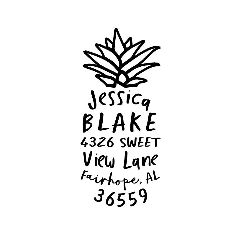 Pineapple Fruit Address Personalized Custom Return Address Rubber Stamp or Self Inking Stamp Beach Tropical - Britt Lauren Stamps