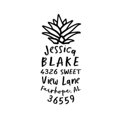 Pineapple Fruit Address Personalized Custom Return Address Rubber Stamp or Self Inking Stamp Beach Tropical - Britt Lauren Stamps