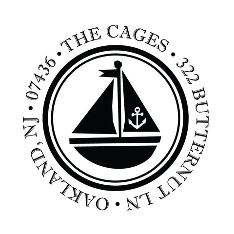 Sailboat Personalized Custom Return Address Rubber Stamp or Self Inking Stamp Anchor Nautical Beach