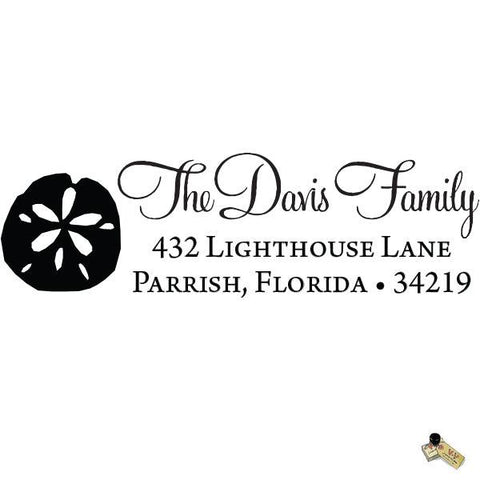 Personalized Custom Return Address Rubber Stamp or Self Inking Stamp Sand Dollar Nautical Beach Script