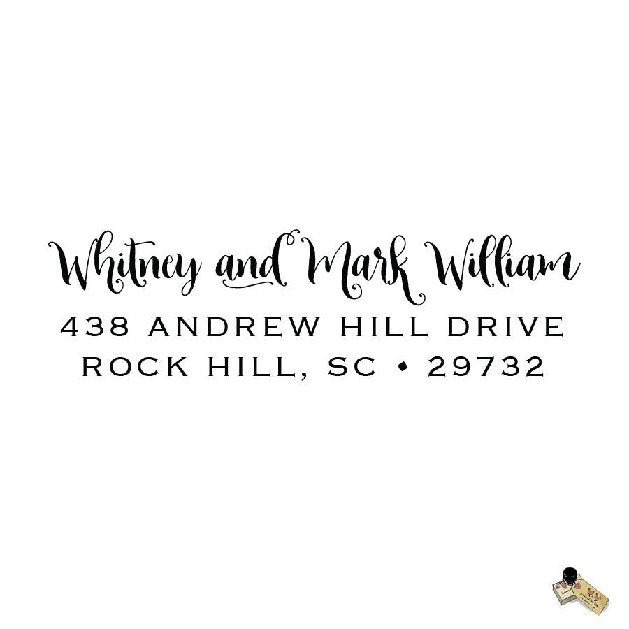 Script Calligraphy William Style Personalized Custom Return Address Rubber Stamp or Self Inking RSVP Envelope Handwriting Stationery Couple - Britt Lauren Stamps