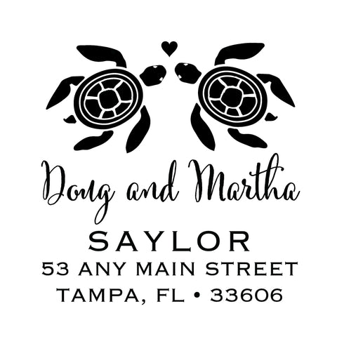 Sea Turtle Beach Address Personalized Custom Return Address Rubber Stamp or Self Inking Stamp Anchor Beach