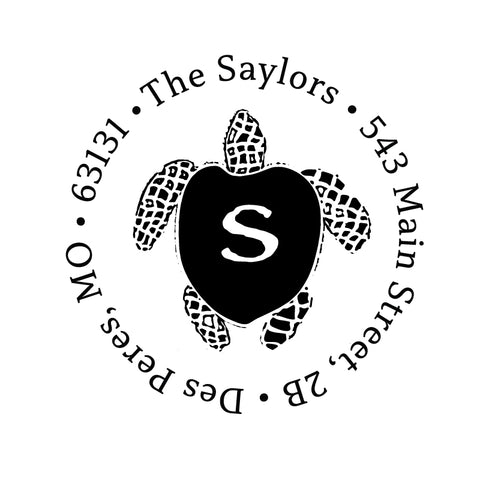 Sea Turtle Personalized Custom Return Address Rubber Stamp or Self Inking Stamp Anchor Nautical Beach Monogram