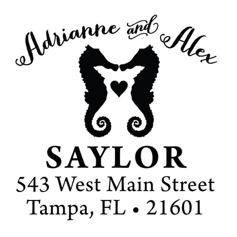 Seahorse Address Personalized Custom Return Address Rubber Stamp or Self Inking Stamp Anchor Nautical Beach Monogram