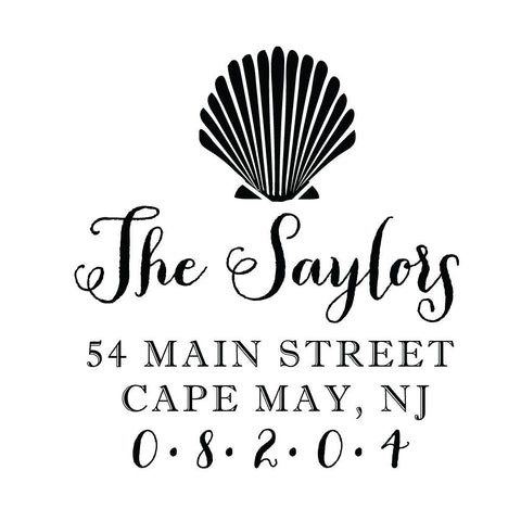 Seashell Address Personalized Custom Return Address Rubber Stamp or Self Inking Stamp Anchor Beach