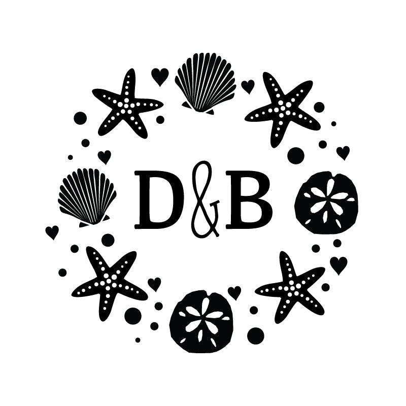 Seashell Monogram Personalized Custom Rubber Stamp or Self Inking Stamp Beach - Britt Lauren Stamps