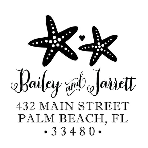 Starfish Address Personalized Custom Return Address Rubber Stamp or Self Inking Stamp Anchor Nautical Beach Monogram